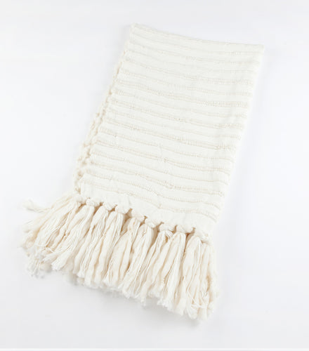 Nieve Handwoven Wool Throw - Ivory